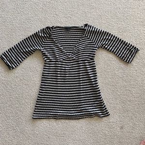 Express black and gray striped knit top